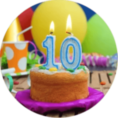 Turning 10 in 2025 logo