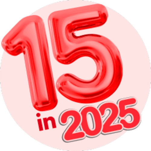 Turning 15 in 2025 logo