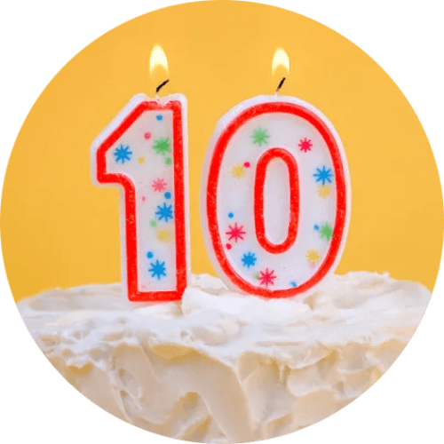 Turning 10 in 2023 logo