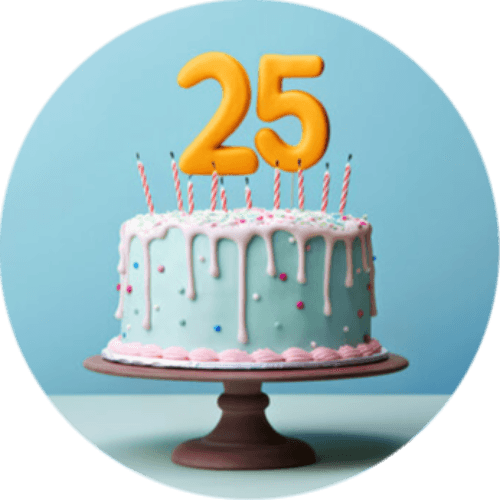 Turning 25 in 2024 logo
