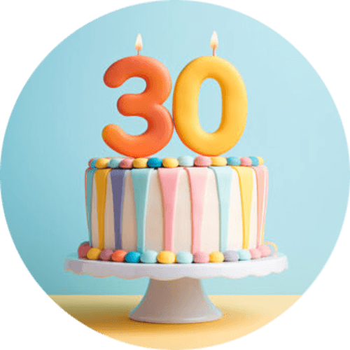 Turning 30 in 2024 logo