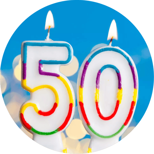 Turning 50 in 2023 logo