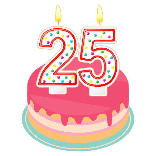 Turning 25 in 2023 logo