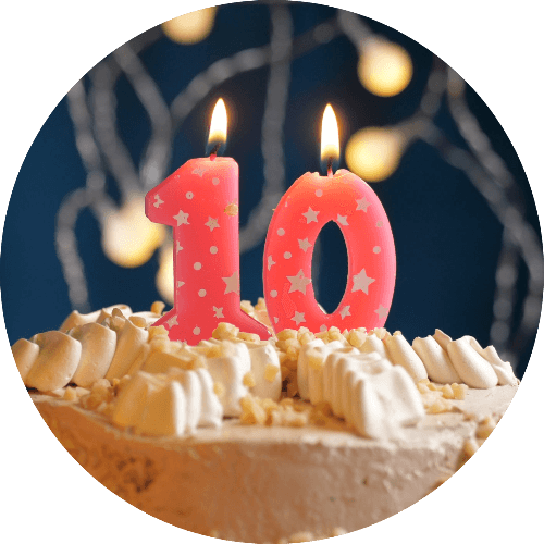 Turning 10 in 2024 logo